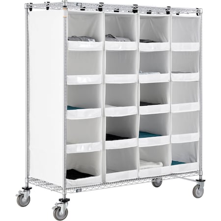 Nexel Stock Picking Truck, Single Sided, 20 Cells, 60inL x 24inW x 69inH, White 800449